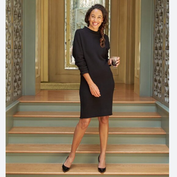 Frank & Eileen Izzie Triple Fleece Sweatshirt Party Dress Size: S Black
